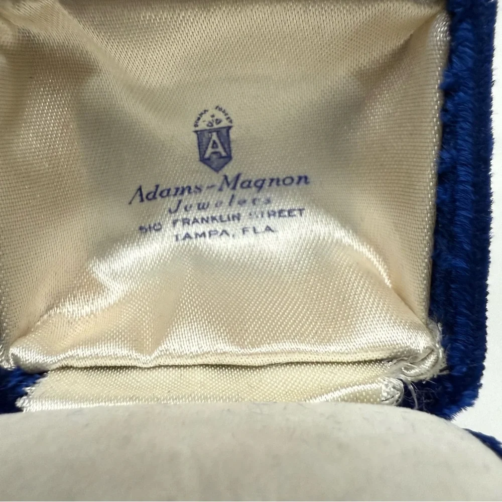 Vintage Royal Blue Velvet Jewelry Ring Presentation Box Adams-Magnon Tampa FL - Picture 3 of 9